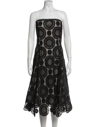 Pre-owned Mikael Aghal Lace Pattern Midi Length Dress In Black