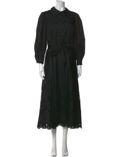 Pre-owned Mikael Aghal Lace Pattern Midi Length Dress In Blue