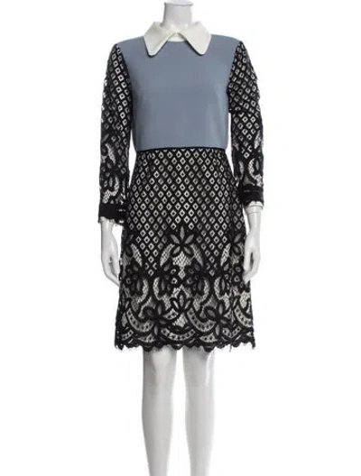 Pre-owned Mikael Aghal Lace Pattern Midi Length Dress In Blue