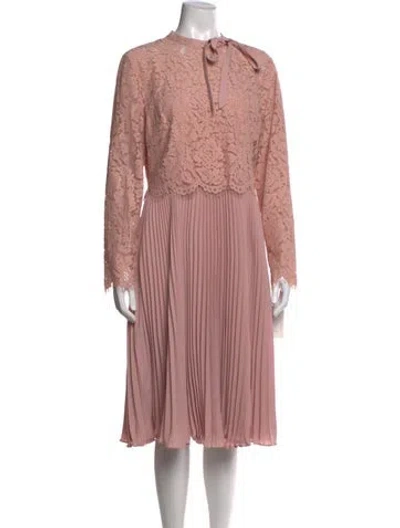 Pre-owned Mikael Aghal Lace Pattern Midi Length Dress W/ Tags In Pink