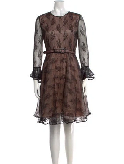 Pre-owned Mikael Aghal Lace Pattern Mini Dress In Brown