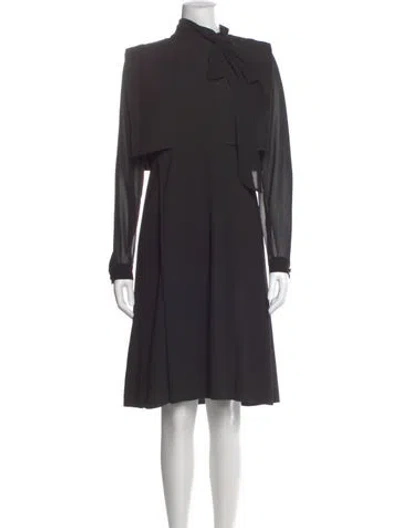 Pre-owned Mikael Aghal Mock Neck Knee-length Dress In Gray