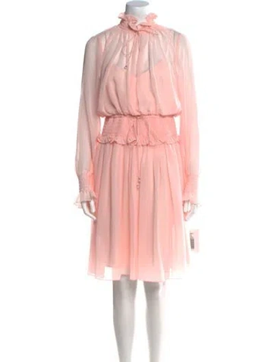 Pre-owned Mikael Aghal Mock Neck Mini Dress W/ Tags In Pink