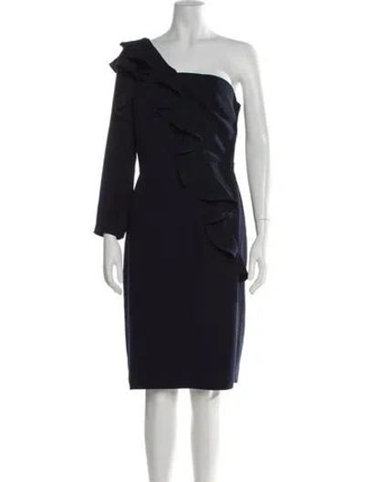 Pre-owned Mikael Aghal One-shoulder Knee-length Dress In Purple