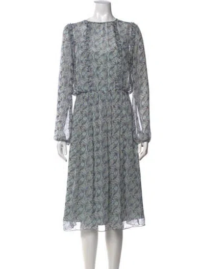 Pre-owned Mikael Aghal Paisley Print Midi Length Dress In Blue