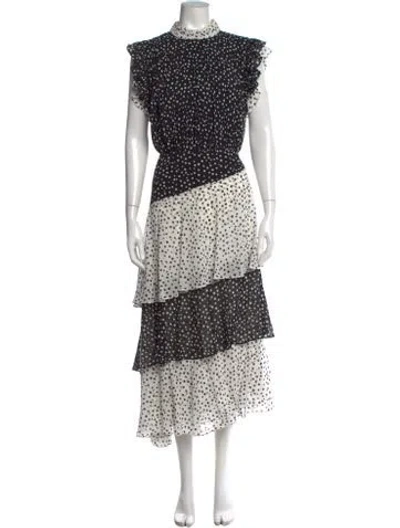 Pre-owned Mikael Aghal Polka Dot Print Midi Length Dress W/ Tags In Multi