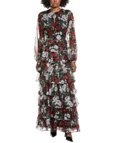Mikael Aghal Print Maxi Dress In Black