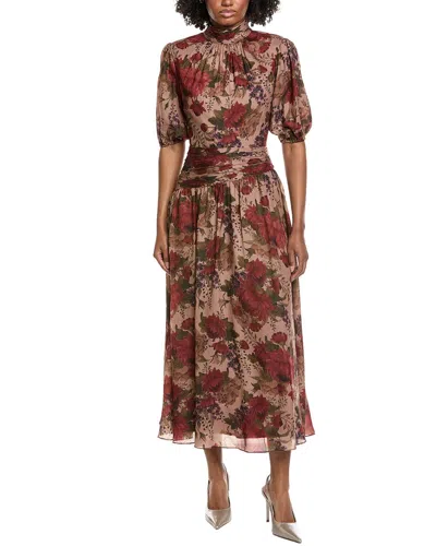 Mikael Aghal Print Midi Dress In Multi