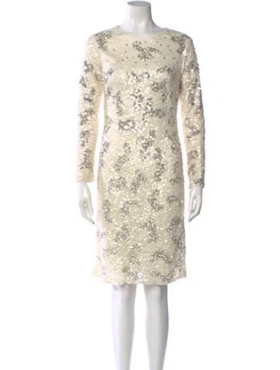 Pre-owned Mikael Aghal Printed Knee-length Dress In Neutral