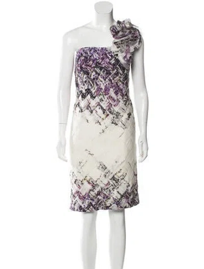 Pre-owned Mikael Aghal Printed Knee-length Dress In White