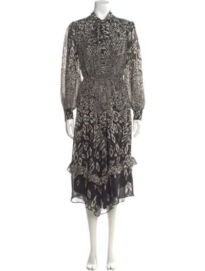 Pre-owned Mikael Aghal Printed Long Dress In Multi