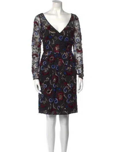 Pre-owned Mikael Aghal Printed Mini Dress In Black