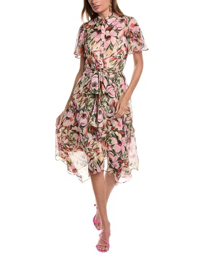 Mikael Aghal Printed Shirtdress In Pink