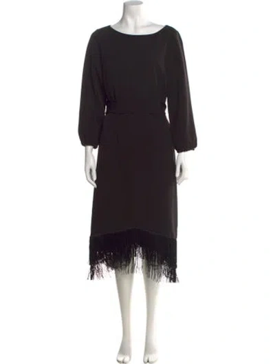 Pre-owned Mikael Aghal Scoop Neck Knee-length Dress In Black