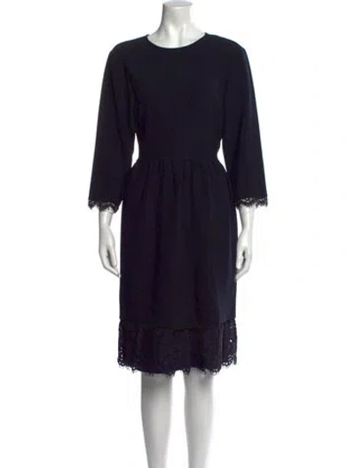 Pre-owned Mikael Aghal Scoop Neck Knee-length Dress In Blue