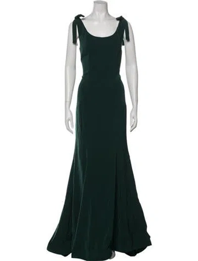 Pre-owned Mikael Aghal Scoop Neck Long Dress In Green