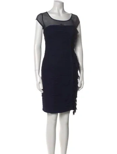 Pre-owned Mikael Aghal Silk Knee-length Dress In Blue