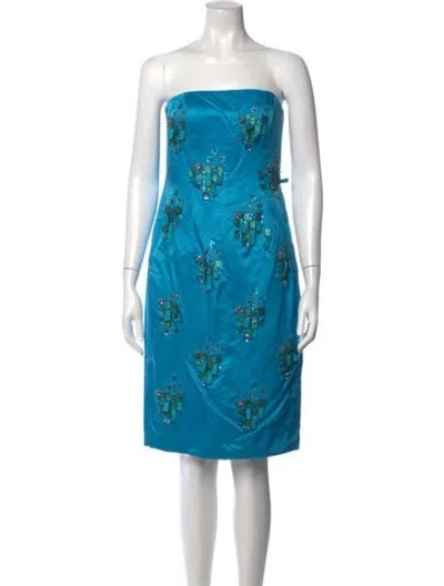 Pre-owned Mikael Aghal Silk Knee-length Dress In Blue