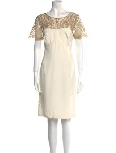 Pre-owned Mikael Aghal Silk Knee-length Dress In Neutral