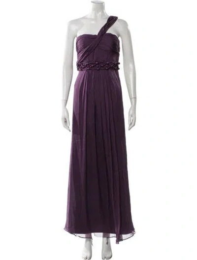 Pre-owned Mikael Aghal Silk Long Dress In Purple