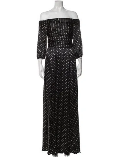 Pre-owned Mikael Aghal Silk Long Dress W/ Tags In Black