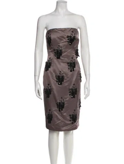 Pre-owned Mikael Aghal Silk Mini Dress In Brown