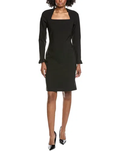 Mikael Aghal Solid Midi Dress In Black