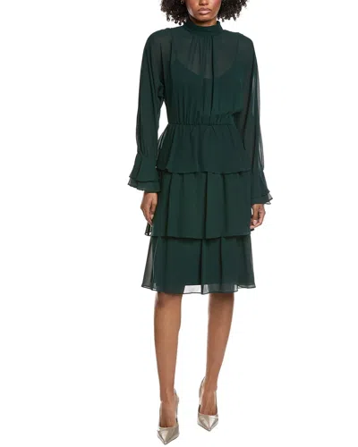Mikael Aghal Solid Midi Dress In Green