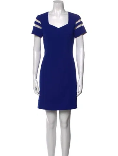Pre-owned Mikael Aghal Square Neckline Mini Dress In Blue