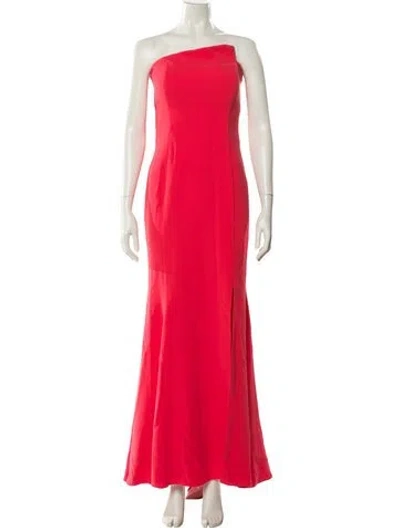 Pre-owned Mikael Aghal Strapless Long Dress In Red