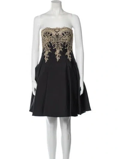 Pre-owned Mikael Aghal Strapless Mini Dress In Black