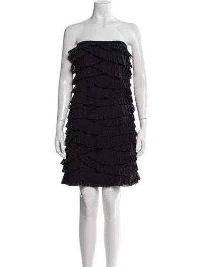 Pre-owned Mikael Aghal Strapless Mini Dress In Black