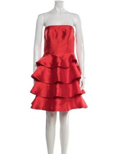 Pre-owned Mikael Aghal Strapless Mini Dress In Red