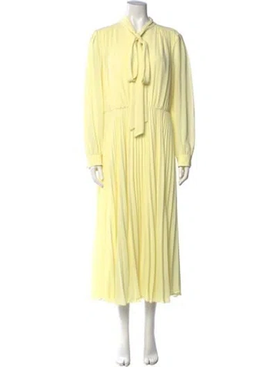 Pre-owned Mikael Aghal Tie Neck Long Dress In Yellow