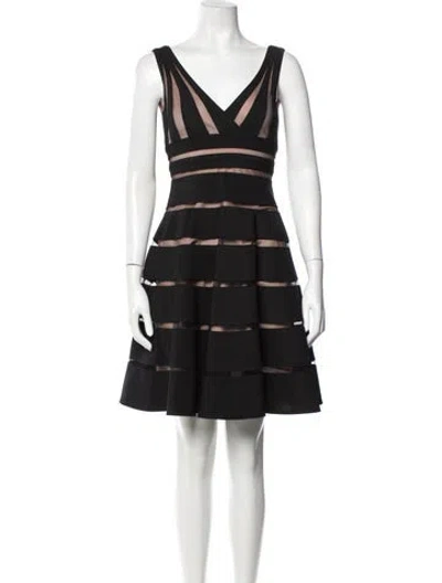 Pre-owned Mikael Aghal V-neck Mini Dress In Black