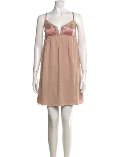Pre-owned Mikael Aghal V-neck Mini Dress In Pink