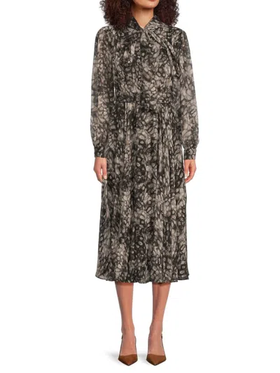 Mikael Aghal Women's Bow-tie Midi-dress In Animal Print