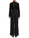 MIKAEL AGHAL WOMEN'S BURNOUT BELTED WIDE LEG JUMPSUIT