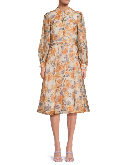 Mikael Aghal Women's Floral Midi-dress In Orange