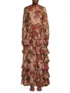 Mikael Aghal Women's Floral Tiered Maxi Dress In Animal Print