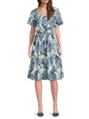 Mikael Aghal Women's Motif Print Belted Knee Length Dress In Ivory Multi
