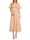 Mikael Aghal Midi Dress In Orange Multi
