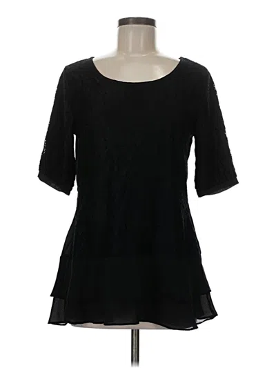 Pre-owned Mikarose 3/4 Sleeve Top Black Scoop Neck Tops