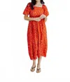 Mikarose Addison Square Neck Midi Dress In Orange In Orange