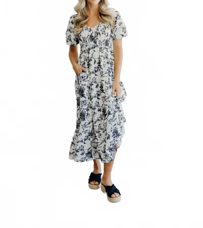 Mikarose Allis Midi Dress In Monochrome Petals In Multi