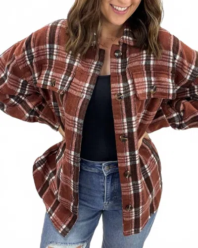 Mikarose Apple Cider Plaid Shacket In Brown Multi