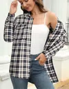Mikarose Autumn Maple Plaid Shacket In Black/white In Multi