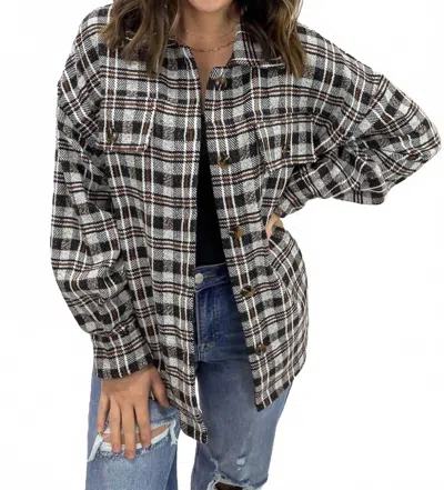 Mikarose Autumn Maple Plaid Shacket In Blue Multi In Transparent