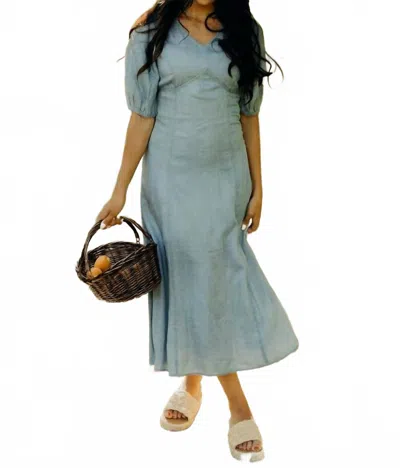Mikarose Braxton Midi Fitted Lightweight Dress In Light Denim In Blue