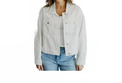 Mikarose Button Down Denim Jacket In White